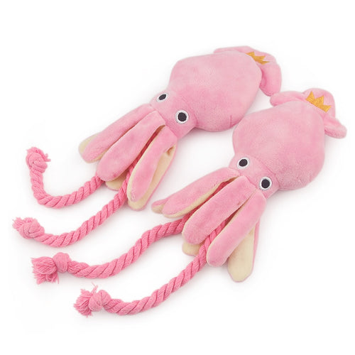 pink plush Squid Dog Toy